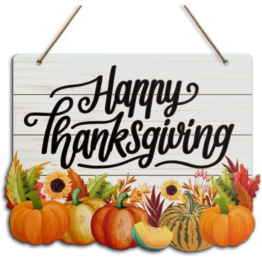 Fall Happy Thanksgiving Wall Decor Sign, Fall Pumpkin Sunflower Home Sign